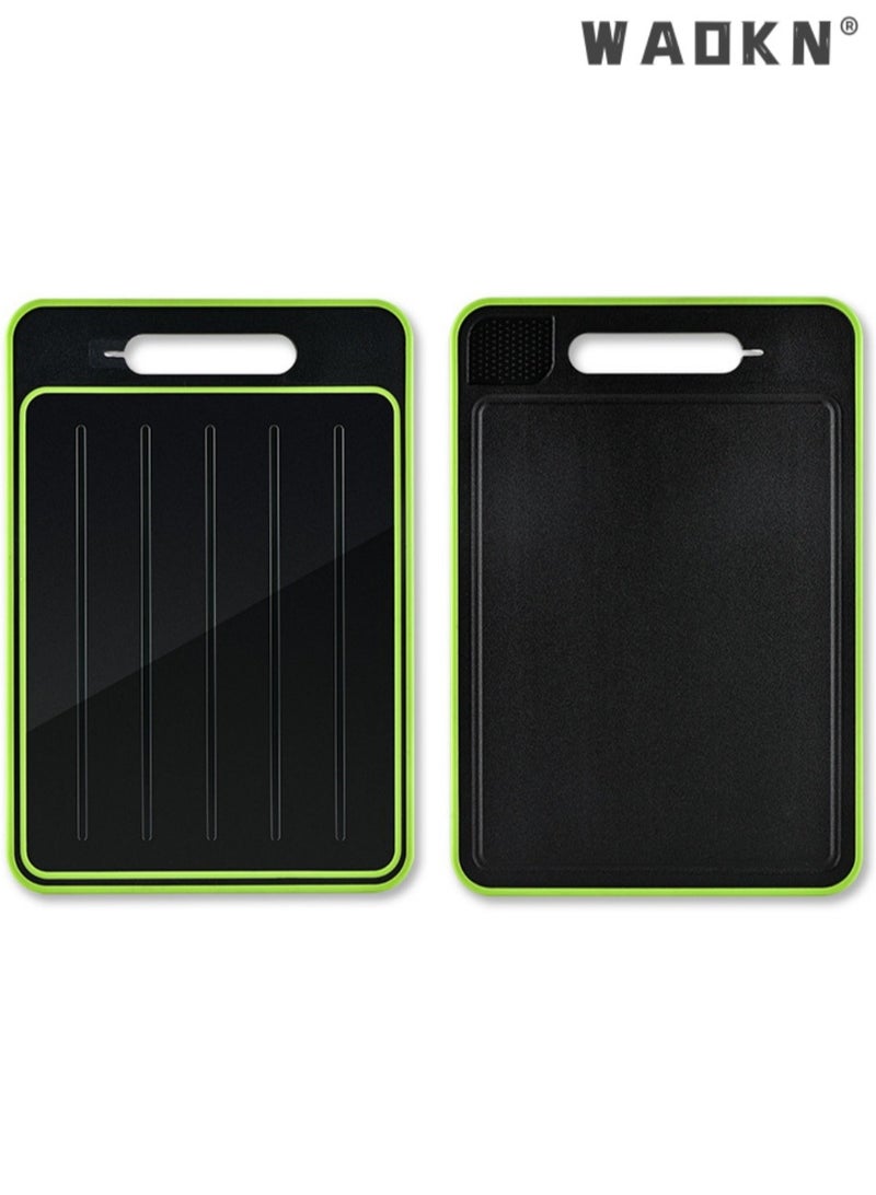 WAOKN Cutting Board for Kitchen,Aluminum Cutting Board, Large Cutting Board with Whetstone,with Juice Slot and Handles Charcuterie Board,Easy Grip Handle,Thick Chopping Board for Meat,Veggy,Fruit,Food Cutting Tool Kitchen Cook Supplies,Strap Hole Easy Hanging,Dishwasher Safe,Black - Image 1