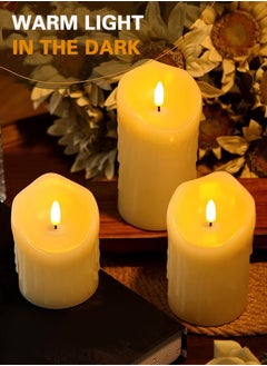 JAJEEK 3 Piece LED Flameless Candles – LED Pillar Candles for Romantic Ambiance, Battery Operated with Remote Control & Timer, Perfect for Festival, Wedding, Home & Party Decor (Pack of 3) – Classic Ivory  - Image 2