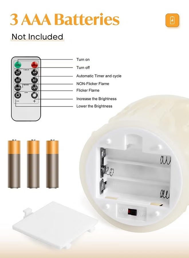 JAJEEK 3 Piece LED Flameless Candles – LED Pillar Candles for Romantic Ambiance, Battery Operated with Remote Control & Timer, Perfect for Festival, Wedding, Home & Party Decor (Pack of 3) – Classic Ivory  - Image 4