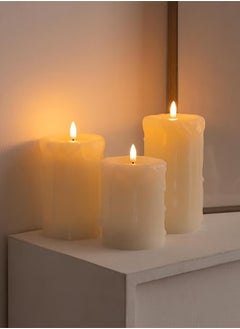 JAJEEK 3 Piece LED Flameless Candles – LED Pillar Candles for Romantic Ambiance, Battery Operated with Remote Control & Timer, Perfect for Festival, Wedding, Home & Party Decor (Pack of 3) – Classic Ivory  - Image 5