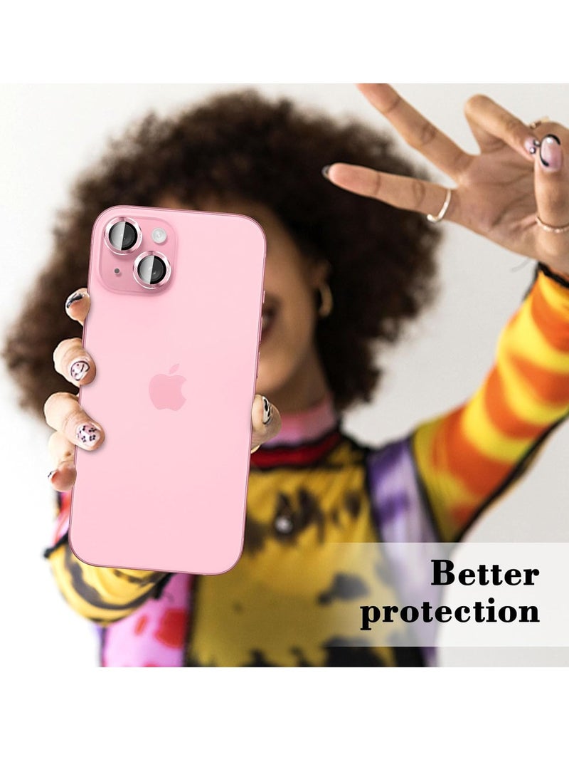 ELTRAZONE "Pink Camera Lens Protector for iPhone 16/16 Plus – Tempered Glass Cover with Automatic Alignment Metal Rings and HD Anti-Scratch Protection" - Image 5