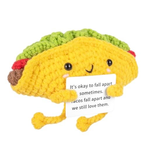A AIFAMY Funny Positive Coffee Emotional Crochet Doll Cute Crochet Potato Partner Toy with Positive Card Cheer Up Funny Gag Gifts for Best Friend Birthday Women Teacher FallTaco - Image 1
