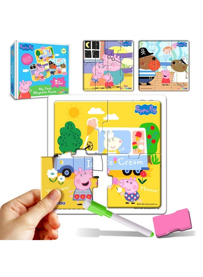 Wembley Peppa Pig - 3 in 1 Jigsaw Magnetic Puzzle for Kids 3+ Years Educational Fun Learning DIY Creative Activity Set Dot-to-Dot Sketching Includes 3 Puzzles, 1 Board, Sketch Pen & Duster - Image 1