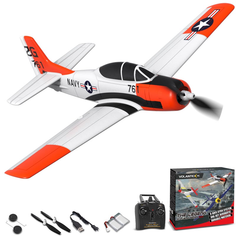 volantexrc RC Plane for Beginners 4CH WWII RC Airplane T28 Trojan with Aileron 24Ghz Remote Control Plane with Xpilot Self Righting One Key Aerobatic for Adults 7619 RTF - Image 2