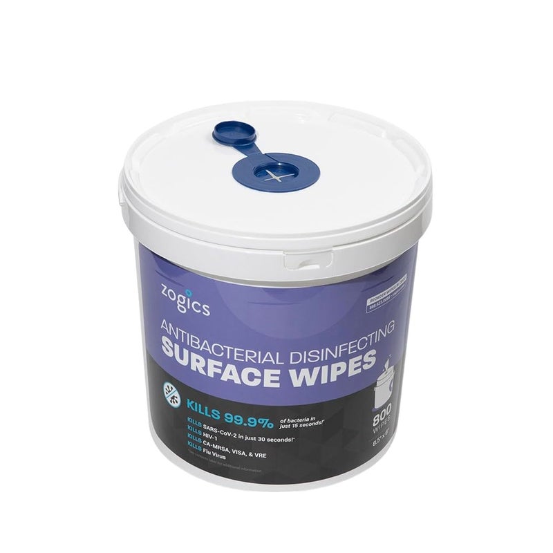 Zogics Antibacterial Wipes, EPA Registered Surface and Gym Equipment Disinfecting Wipes (800 Wipes) + Reusable Wipe Bucket Dispenser - Image 2