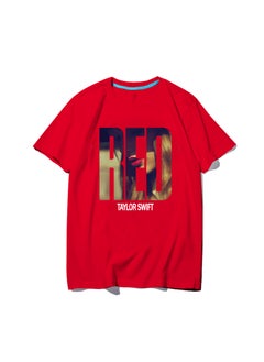 Taylor Swift Tshirt Tour Merchandise Eras Tour Short Sleeve round Neck Loose Fit Youthful Wool Blend Casual Abstract Pattern Tshirt RED Red