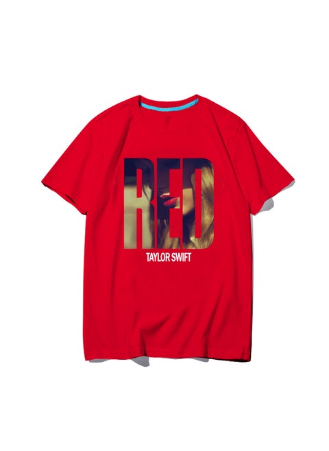 Taylor Swift Tshirt Tour Merchandise Eras Tour Short Sleeve round Neck Loose Fit Youthful Wool Blend Casual Abstract Pattern Tshirt RED Red