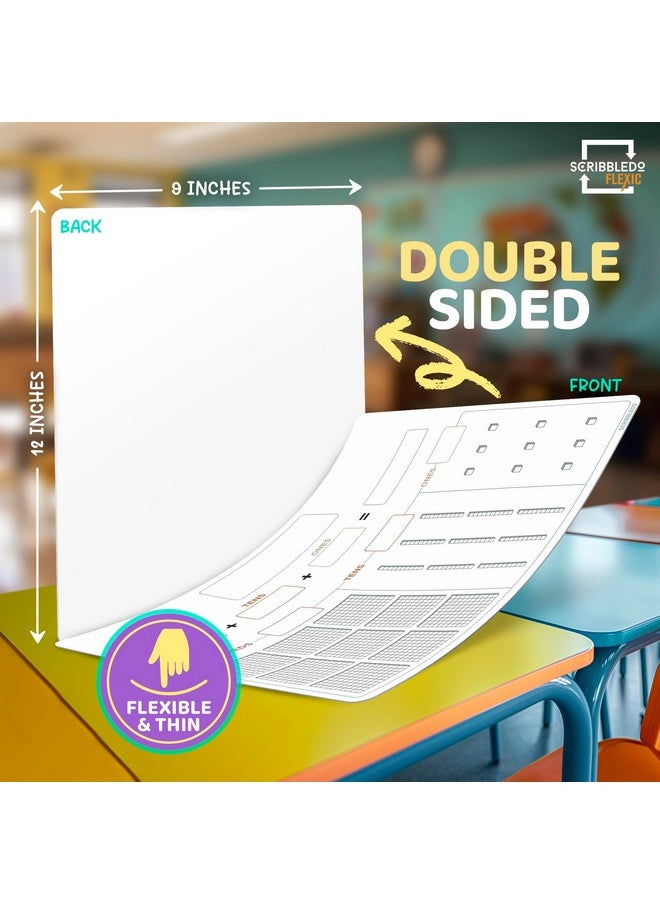 Scribbledo Base Ten Blocks 9”X12” Small White Board Dry Erase Sheets Math Manipulatives Place Value Number Blocks Math Supplies Teacher Students Classroom Pack Of 10 Sheets  - Image 4