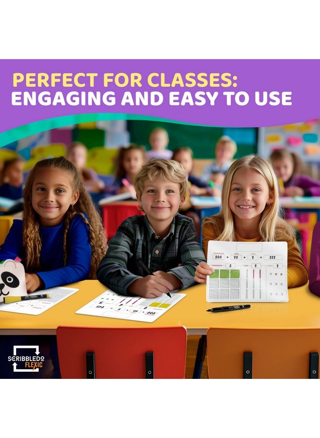 Scribbledo Base Ten Blocks 9”X12” Small White Board Dry Erase Sheets Math Manipulatives Place Value Number Blocks Math Supplies Teacher Students Classroom Pack Of 10 Sheets  - Image 2