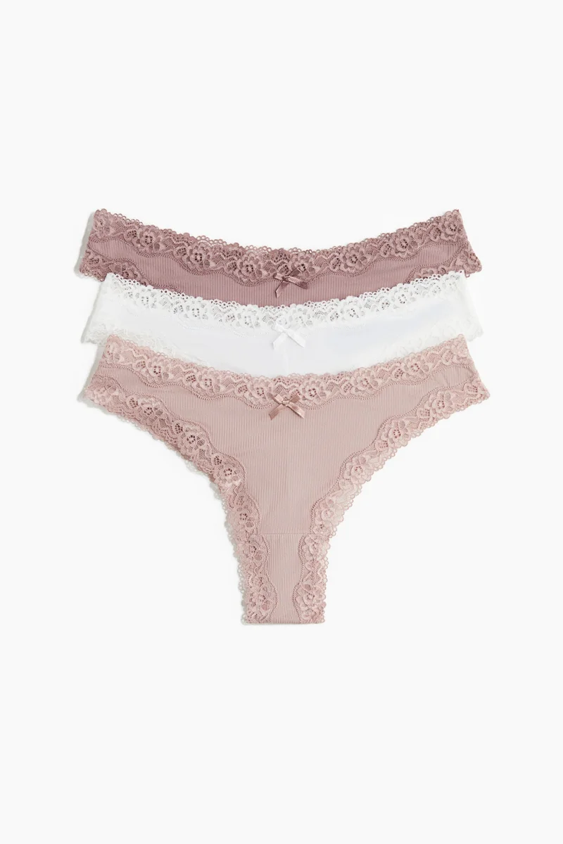 H&M 3-pack microfibre and lace Brazilian briefs