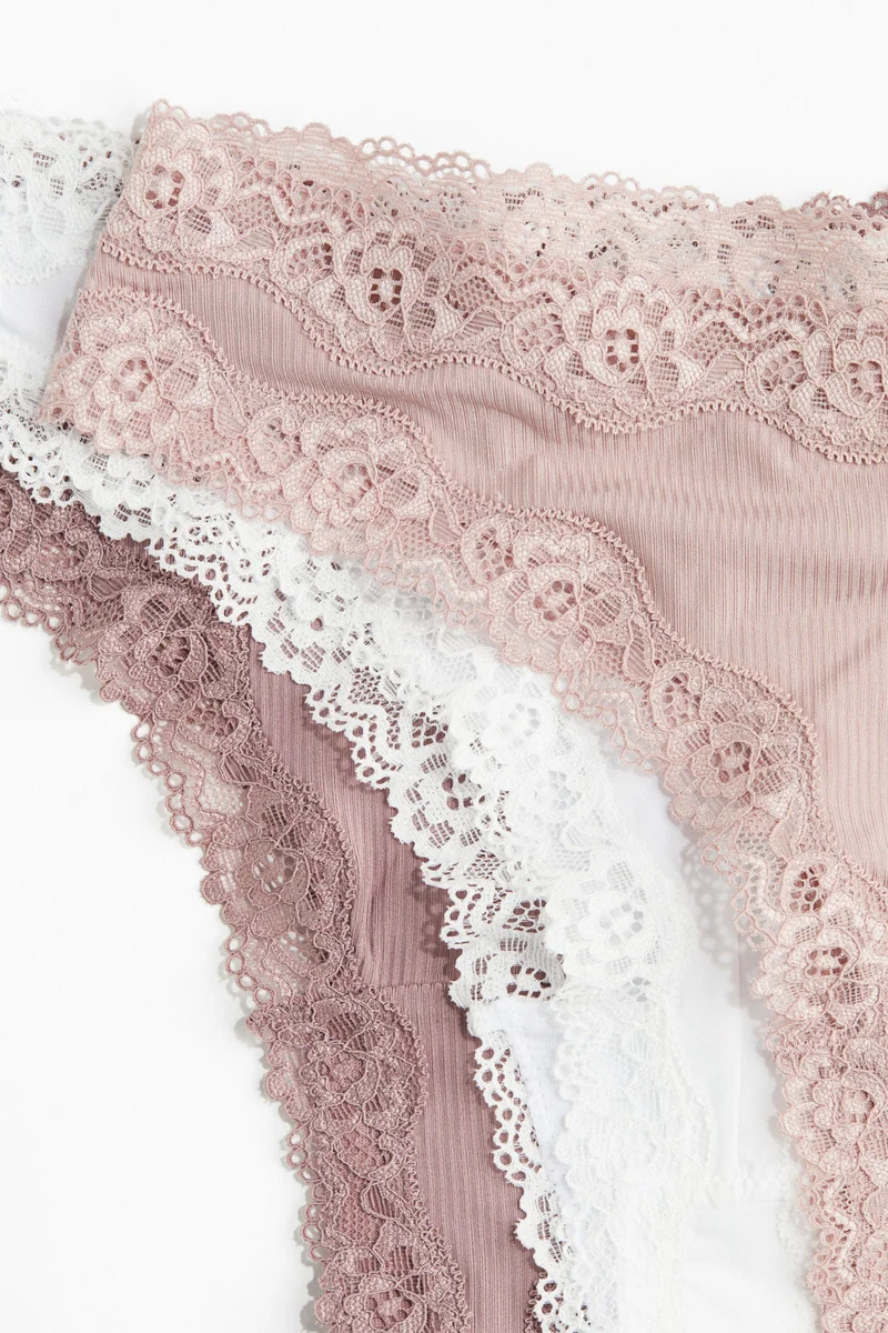 H&M 3-pack microfibre and lace Brazilian briefs