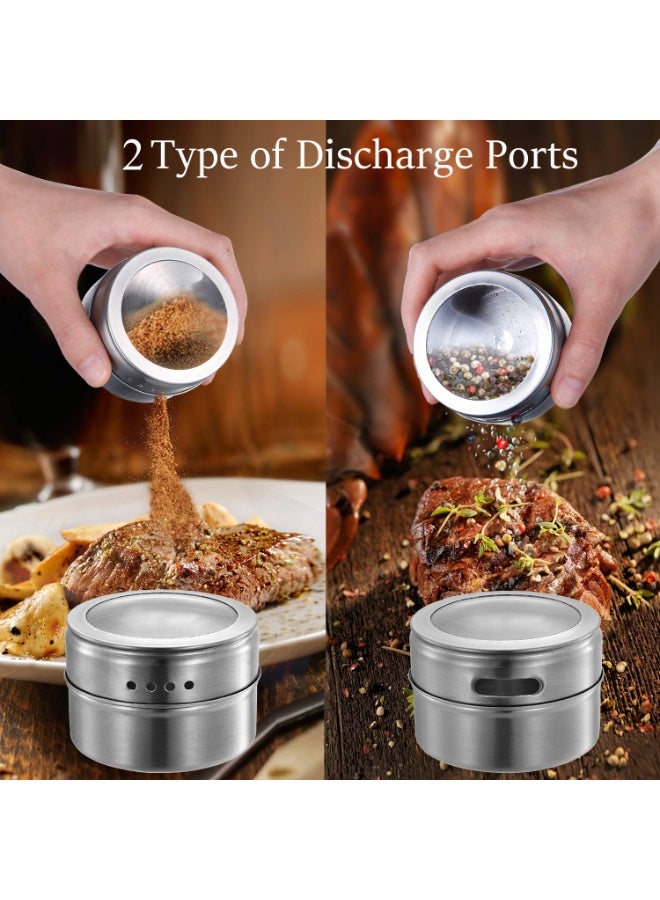 Magnetic Spice Jars 5 Pack, Stainless Steel Tins with Clear-View Tops and Shaker Lids - Image 4