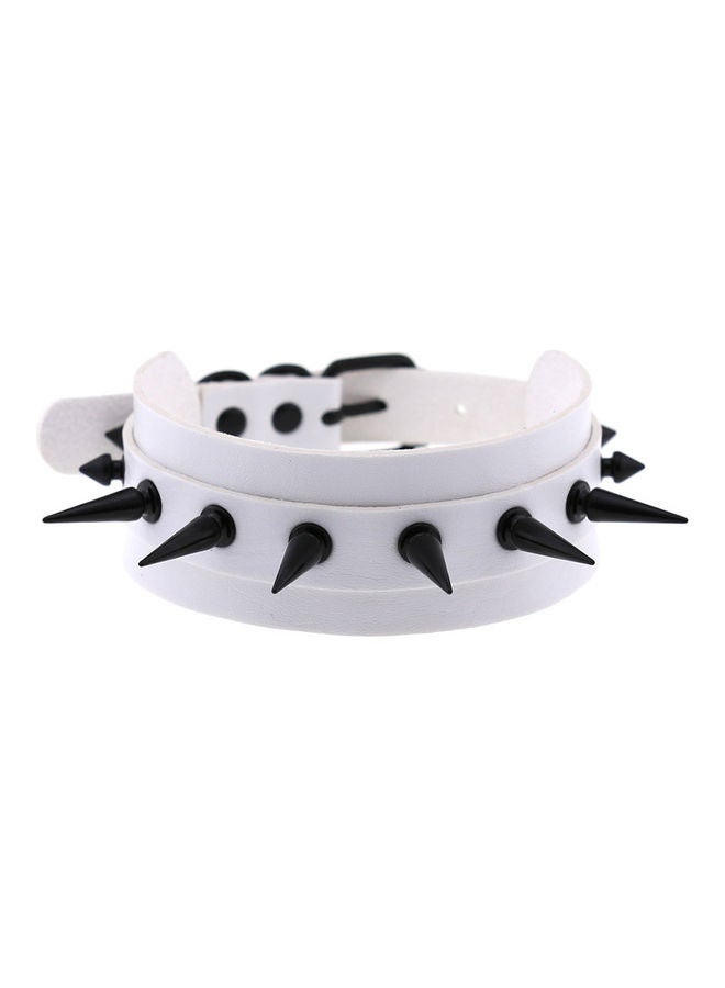 NIBEMINENT Ring Rivet Faux Leather Collar Necklace