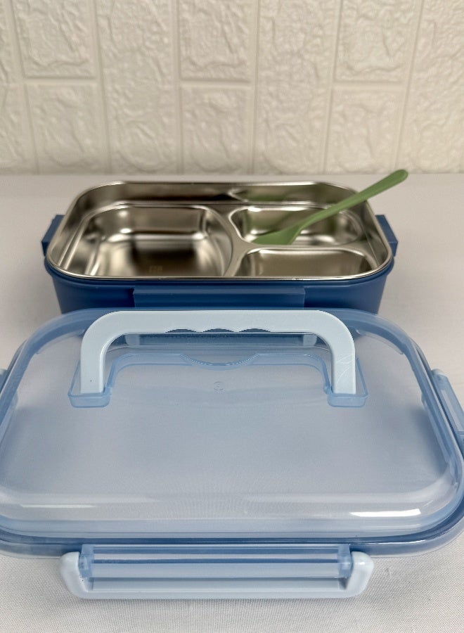 Toshionics 3-Compartment Stainless Steel Lunch Box with Spoon and Handle, Leakproof Bento Food Container with Removable Tray, BPA-Free, Microwave & Dishwasher Safe – 1.5L, for School, Office, Travel, Gym - Image 4