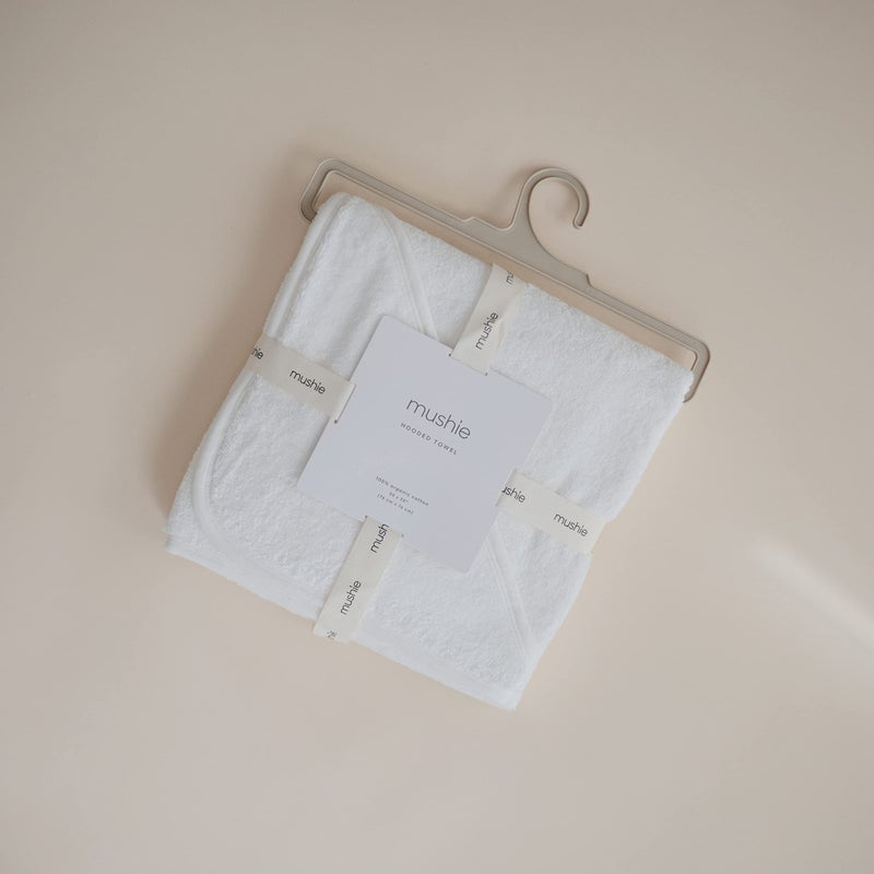 mushie Baby Hooded Towel | Organic Cotton (Pearl) - Image 3