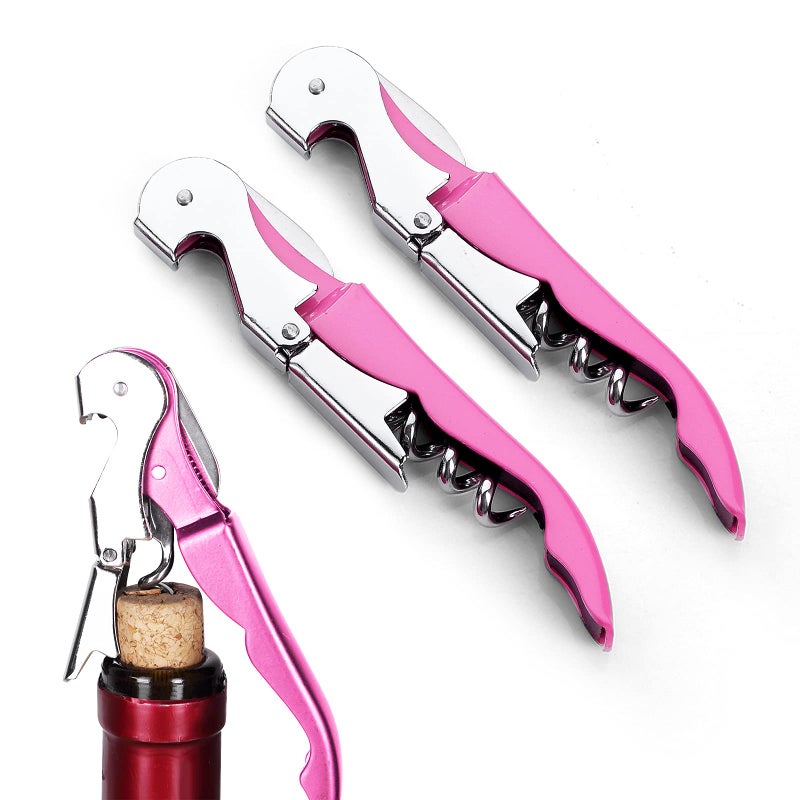 Drincarier 3 Packs Drincarier Pink Wine Key Professional Waiter Corkscrews Corkscrews for wine bottles Wine Key for ServersClassic Wine openers Bottle Opener 