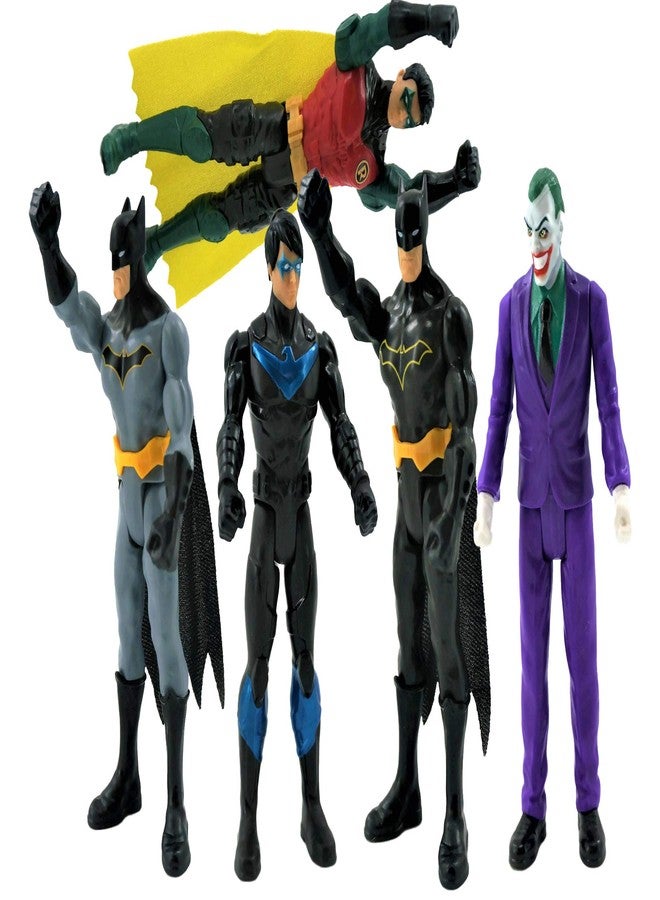 Batman DC 6 Inch Action Figures | 5 Pack Includes The Joker, Grey Suit Batman, Black Suit Batman, Robin and Nightwing | 5 Point Articulation - Image 1