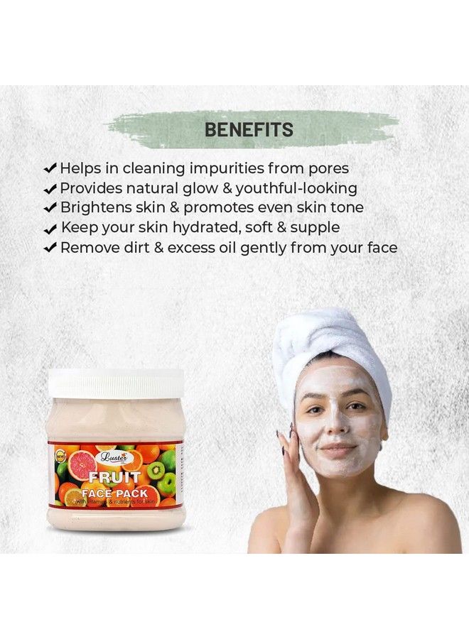 LUSTER Fruit Face Pack ; Enriched With Vitamins & Nutrients ; Helps Brighten & Glowing Skin ; Face Pack For Women & Men ; All Skin Types ; Paraben & Sulfate Free 500 Ml - Image 4
