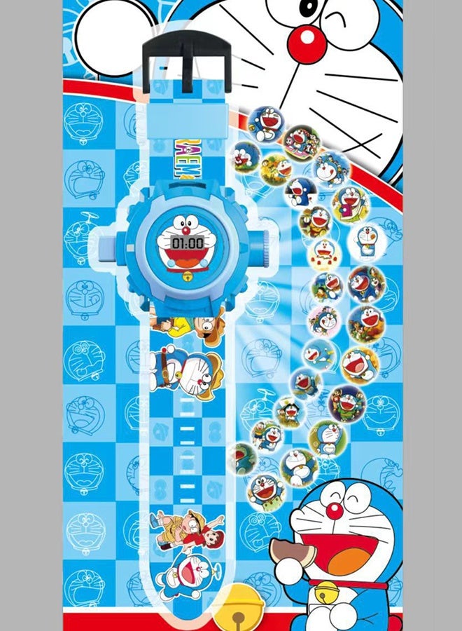 دورايمون ساعة عرض دورايمون للأطفال - ساعة لعبة إلكترونية كرتونية بعرض ضوء - Image 3