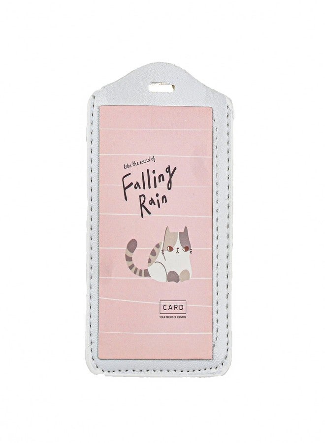 Mega Tree Cute Cat Design ID Card Holder with Lanyard, Clear Window Display | Available in Black or Grey Colour | Idea for Kids When Travelling (Grey) - Image 3