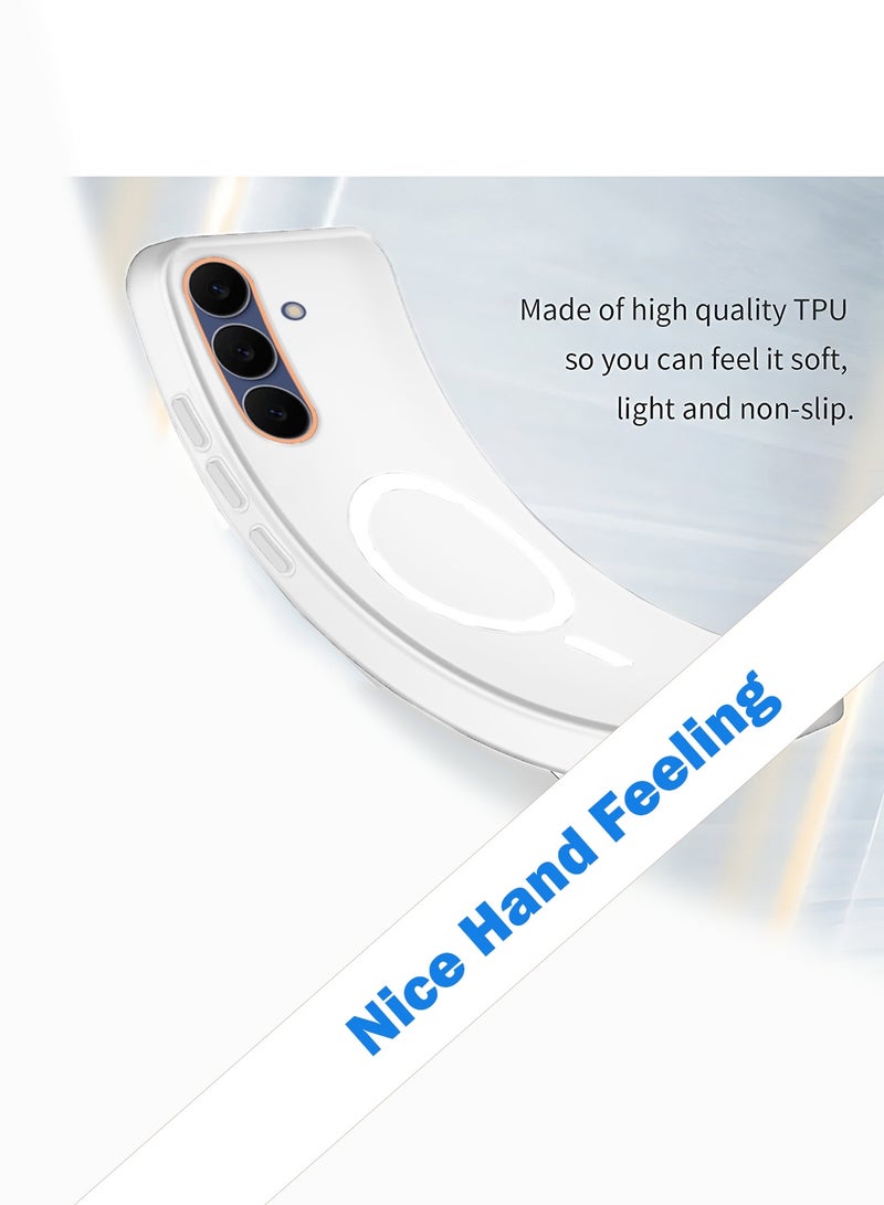 Wtech Samsung Galaxy S25 FE 5G 2025 Hybrid Translucent Magsafe with Magnetic Charging Raised Camera Lips Elegant Look Case Cover (MCMPMN) - White - Image 3