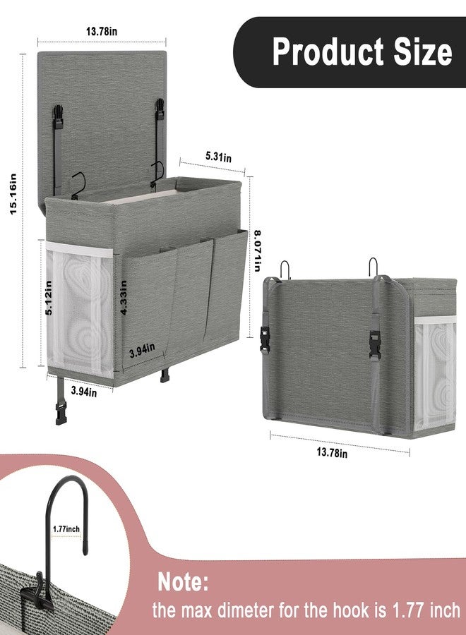 Edudif Dual-purpose Bedside Caddy Bedside Organizer, Bed Caddy with 6 Pockets, Versatile Bedside Storage Solution Magazine Remotes holder, ideal for Home, Dorm, Hospital, Crib Bed (Grey) - Image 2