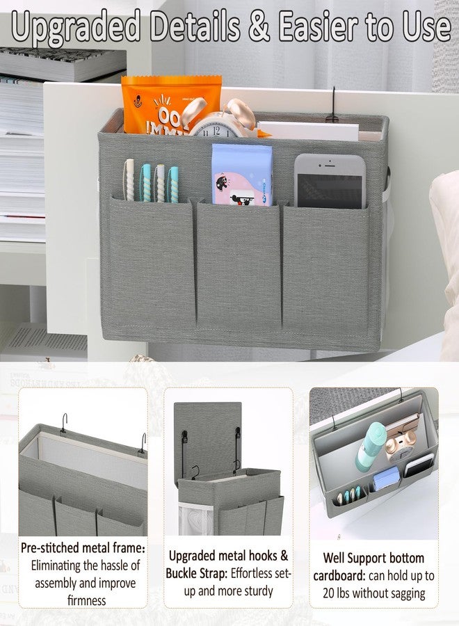 Edudif Dual-purpose Bedside Caddy Bedside Organizer, Bed Caddy with 6 Pockets, Versatile Bedside Storage Solution Magazine Remotes holder, ideal for Home, Dorm, Hospital, Crib Bed (Grey) - Image 4
