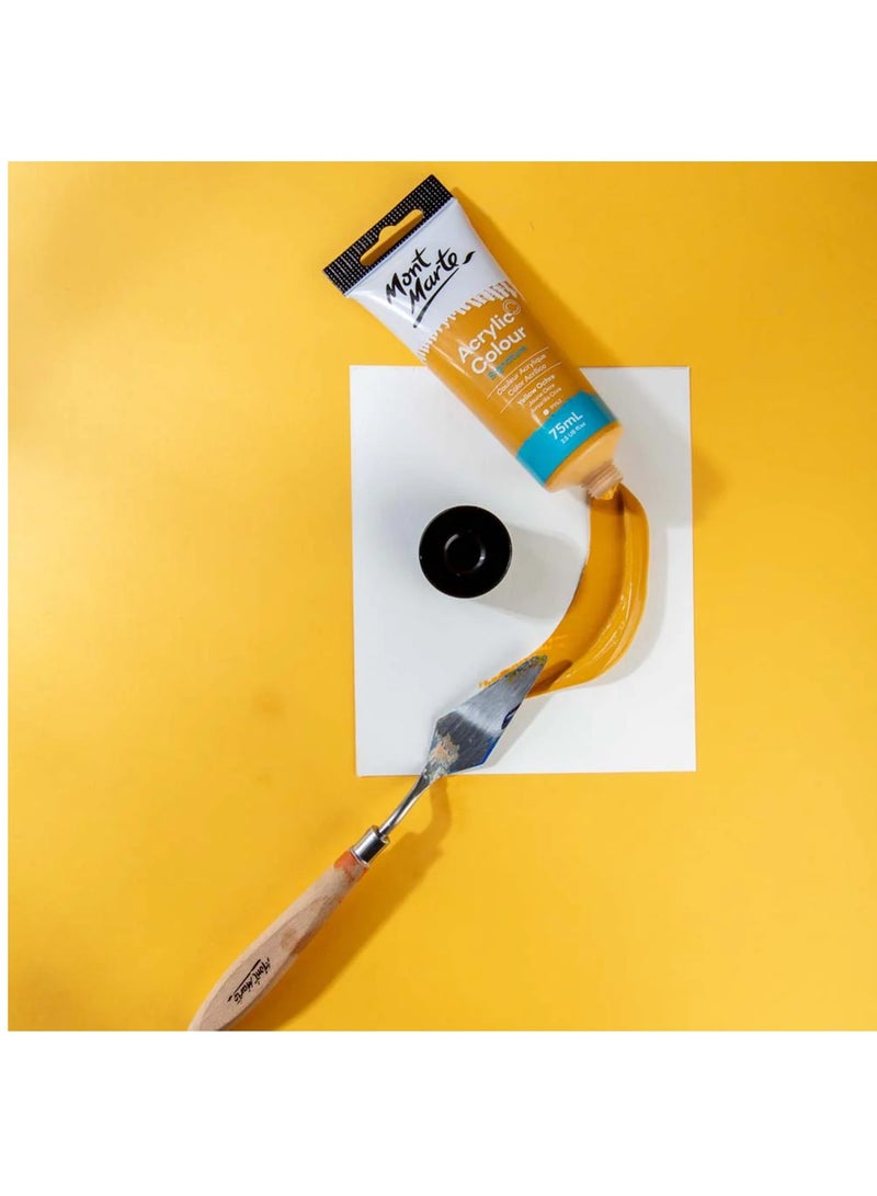 Mont Marte Signature Acrylic Colour Paint Tube 75ml Content Yellow Ochre  - Image 2