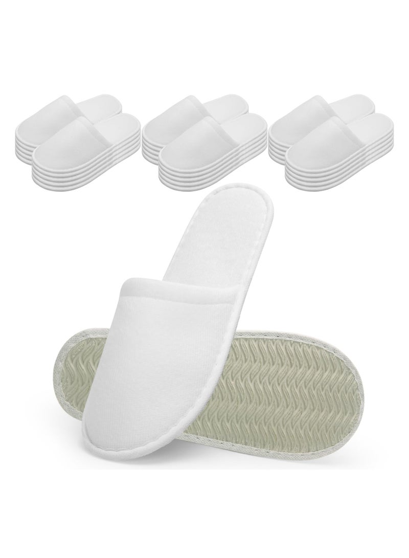 Hotel Slippers Bulk Disposable Non-slip White Travel Slippers for Home Hospital Flight Party Hotel Spa Guests 15 Pairs - Image 1