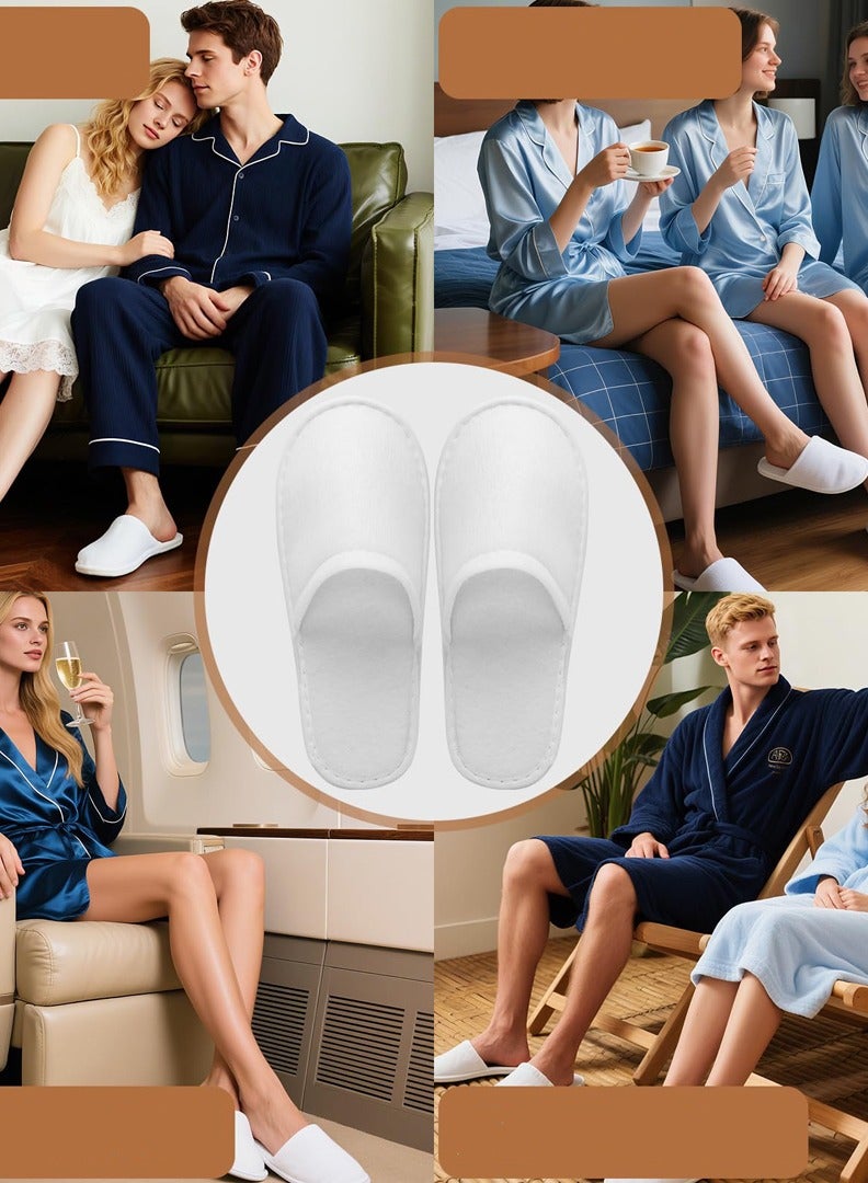 Hotel Slippers Bulk Disposable Non-slip White Travel Slippers for Home Hospital Flight Party Hotel Spa Guests 15 Pairs - Image 4