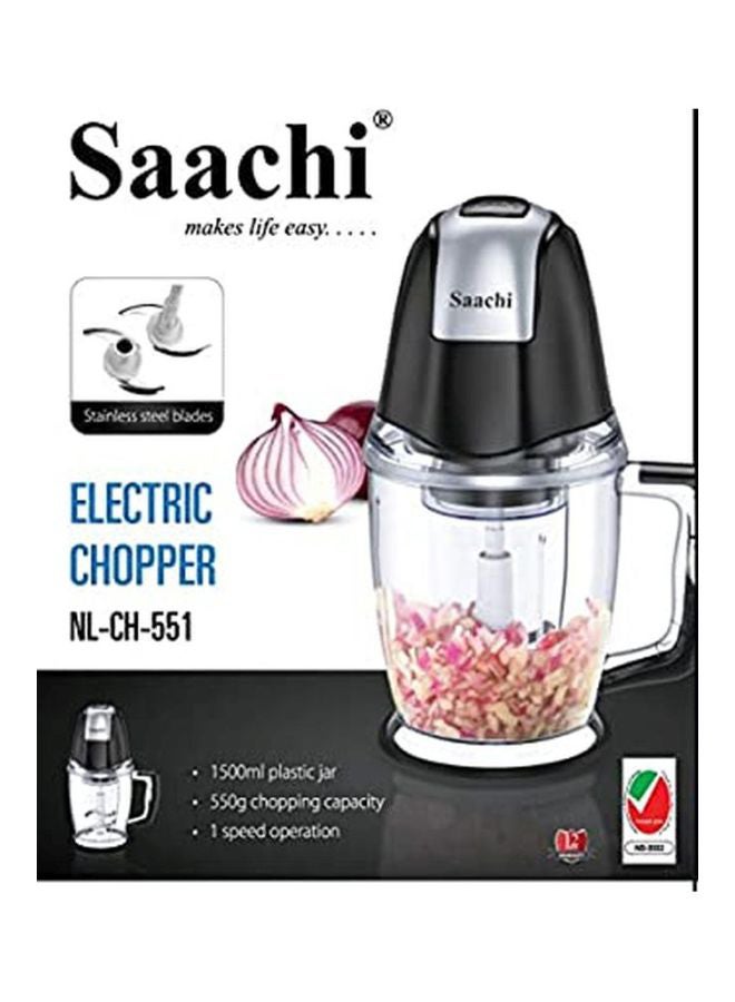 Saachi Mixed Meat And Vegetable Chopper 1500 L 300 W NL-CH-551 Black/Clear - Image 2