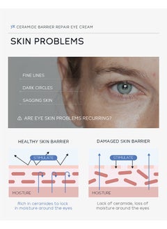 Laikou Ceramide Barrier Repair Eye Cream with Roller 20g, Hydrating Anti Aging, Eye Wrinkle Cream with Massage Head, Dark Circle Eye Cream for Women and Men, Eye Moisturizer for All Skin Type  - Image 3