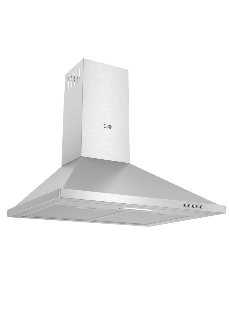 أستو شفاط أبخرة طبخ مدمج, 60 سم, قوة 500 م3/ساعه, هرمي, تركي, فلتر كربوني, ستيل - ASH 60 P SS