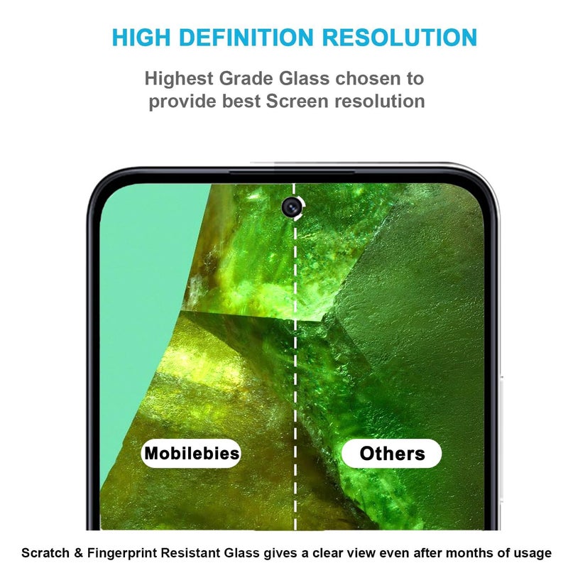 Mobilebies Premium Tempered Glass Screen Protector Guard For Google Pixel 8A (6.1 Inch, Pack of 1) | Ultra Clear Edge to Edge Coverage With Easy to installation kit - Image 3