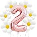 Corabsar Daisy Balloons Two Groovy Birthday Decorations 40 Inch Rose Gold Number 2 Balloons Daisy Balloon for 2 Groovy Birthday Party Decorations Daisys Birthdays Party Decor - Image 2