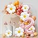 Corabsar Daisy Balloons Two Groovy Birthday Decorations 40 Inch Rose Gold Number 2 Balloons Daisy Balloon for 2 Groovy Birthday Party Decorations Daisys Birthdays Party Decor - Image 4