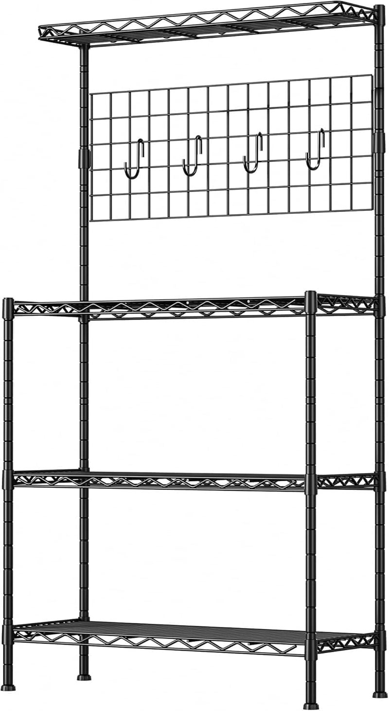 STORACK STORACK 4 Shelf Microwave Oven Stand with Storage Height Adjustable Foldable Bakers Rack Home Storage Rack Oven Stand Black Coting Finished 17 D x 27 W x 59 H inch  - Image 2