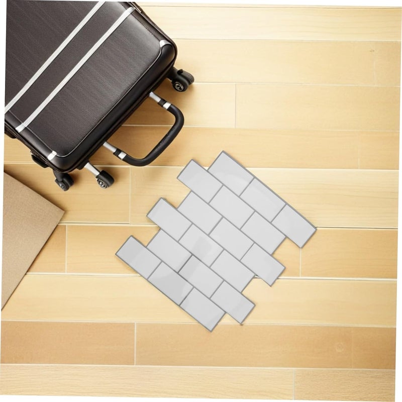 Flexible sizing options MAGICLULU 6pcs Peel and Stick Backsplash Tiles for Kitchen and Bathroom 12x12in White PVC Self Adhesive Wall Tiles Waterproof and Easy Cleaning Easy daily handling design - Image 5