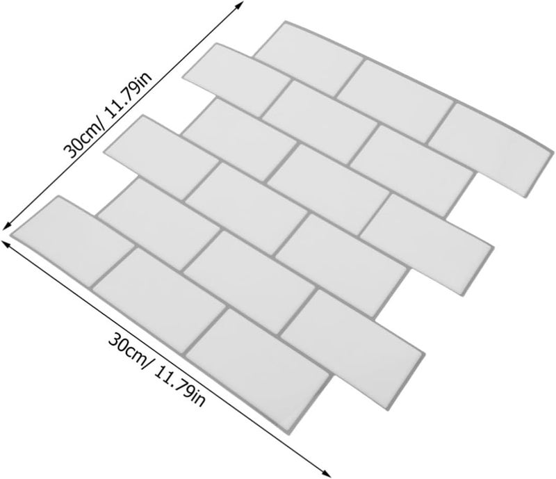 Flexible sizing options MAGICLULU 6pcs Peel and Stick Backsplash Tiles for Kitchen and Bathroom 12x12in White PVC Self Adhesive Wall Tiles Waterproof and Easy Cleaning Easy daily handling design - Image 2
