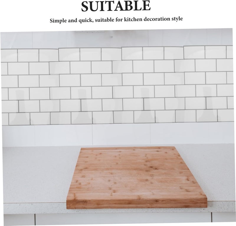 Flexible sizing options MAGICLULU 6pcs Peel and Stick Backsplash Tiles for Kitchen and Bathroom 12x12in White PVC Self Adhesive Wall Tiles Waterproof and Easy Cleaning Easy daily handling design - Image 3