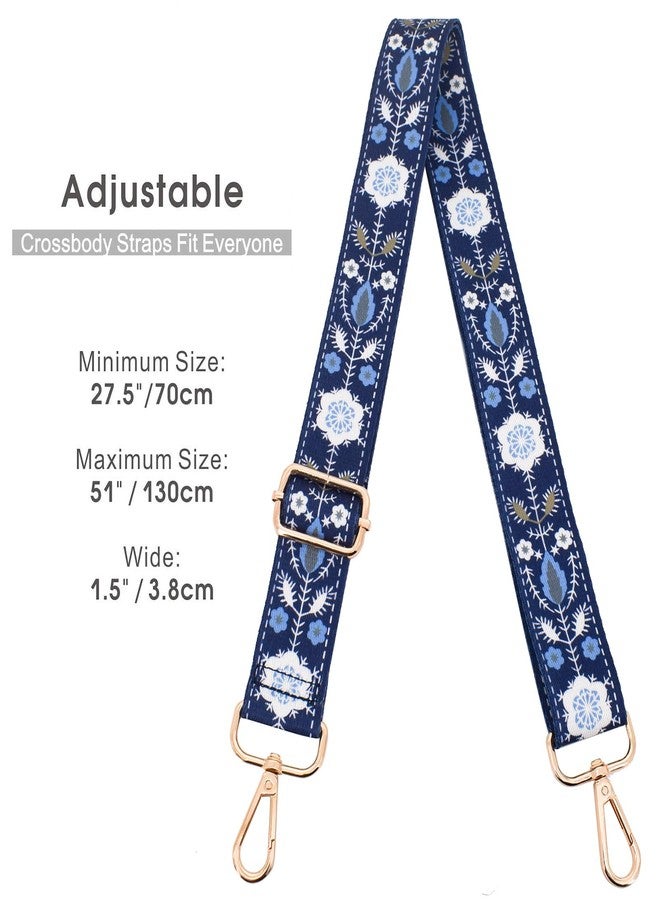 ROYGBCP Replacement Purse Strap Shoulder Strap Adjustable Crossbody Strap for Women Crossbody Wide Shoulder Bag, Blue Snowflake-black Metal - Image 5