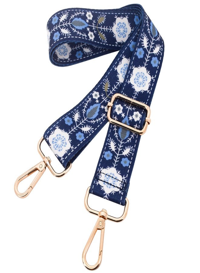 ROYGBCP Replacement Purse Strap Shoulder Strap Adjustable Crossbody Strap for Women Crossbody Wide Shoulder Bag, Blue Snowflake-black Metal - Image 1