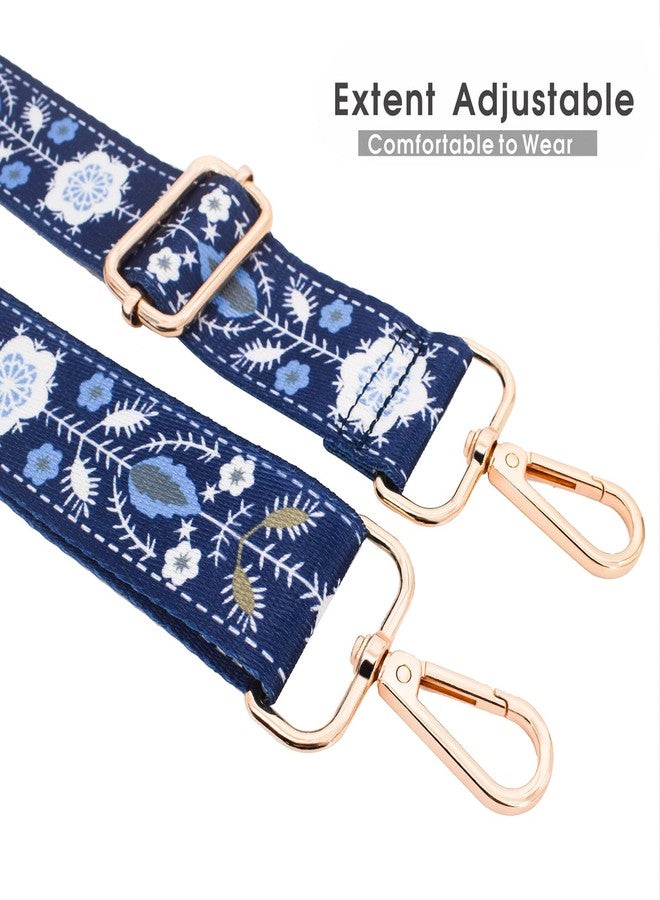 ROYGBCP Replacement Purse Strap Shoulder Strap Adjustable Crossbody Strap for Women Crossbody Wide Shoulder Bag, Blue Snowflake-black Metal - Image 3
