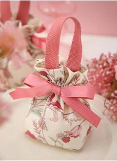 5pcs Floral Printed Woven Bags Zippered Jewelry Bags Gift Wrapping Bracelet Bags Engagement Gift Bags Eid Favors