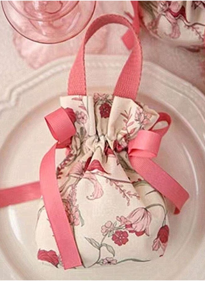 Generic - 5pcs Floral Printed Woven Bags Zippered Jewelry Bags Gift Wrapping Bracelet Bags Engagement Gift Bags Eid Favors - Image 1