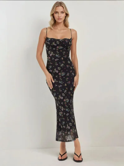 HICCUP Printed Bodycon Maxi Dress
