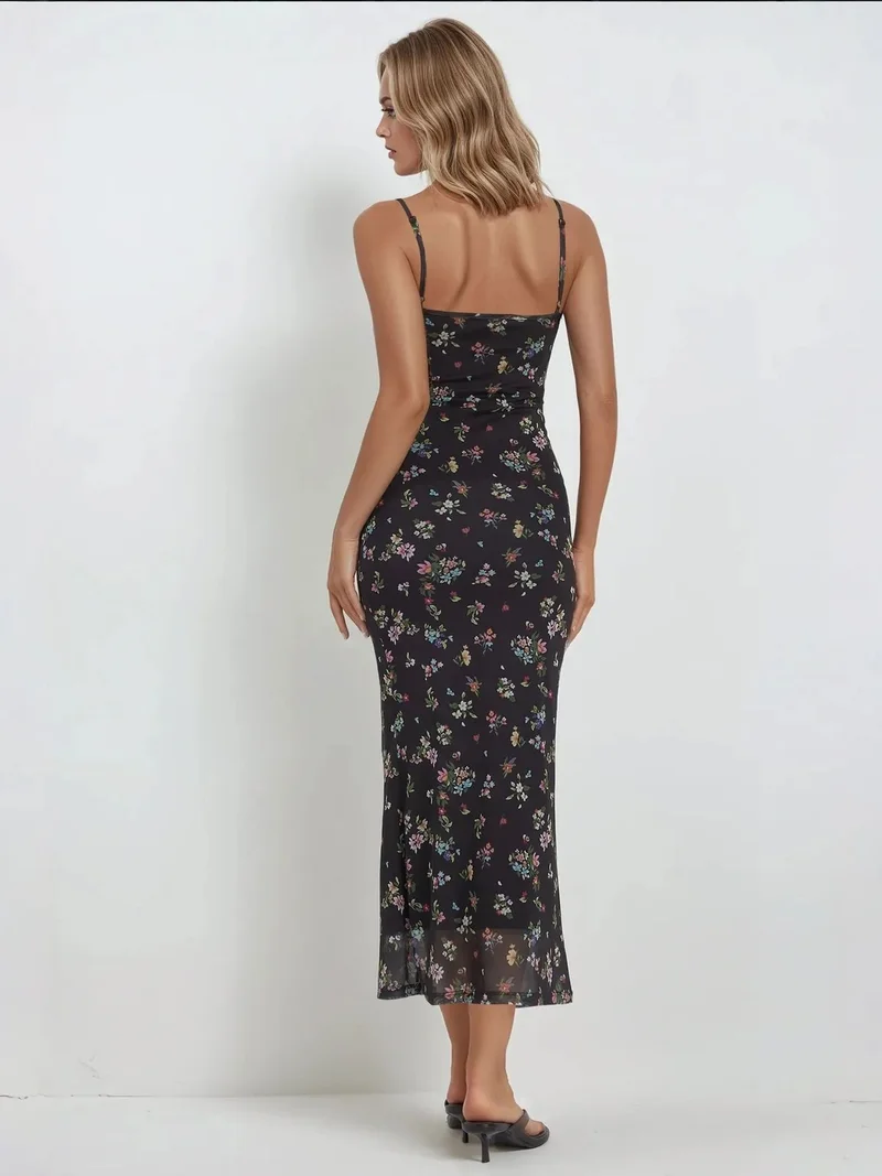 HICCUP Black Printed Bodycon Maxi Dress for Women | Best Price UAE