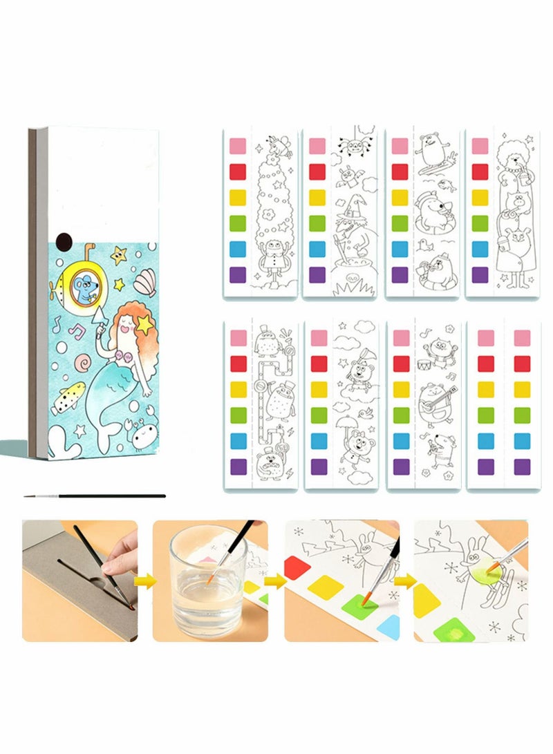 Excefore Watercolor Painting Book, Watercolor Masterpieces Pocket Watercolor Painting Book, Provides Hours of Painting Fun, Improve Creativity and Concentration - Image 1