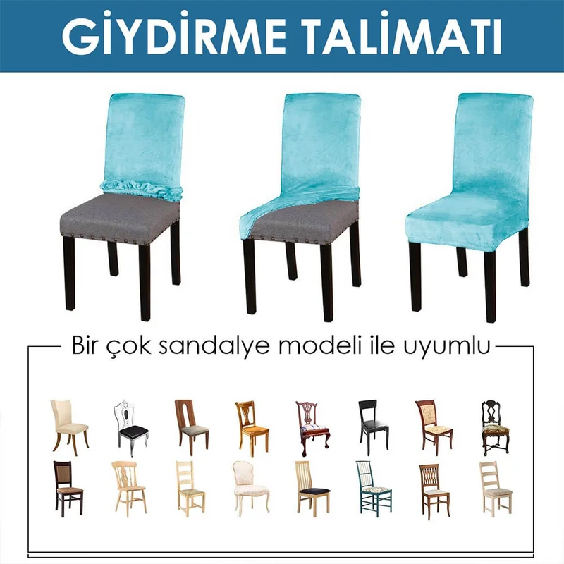 فايند Lycra Chair Cover Flexible Stretch Elastic Chair Cover Balpetek Chair Protector (4pcs) Turquoise