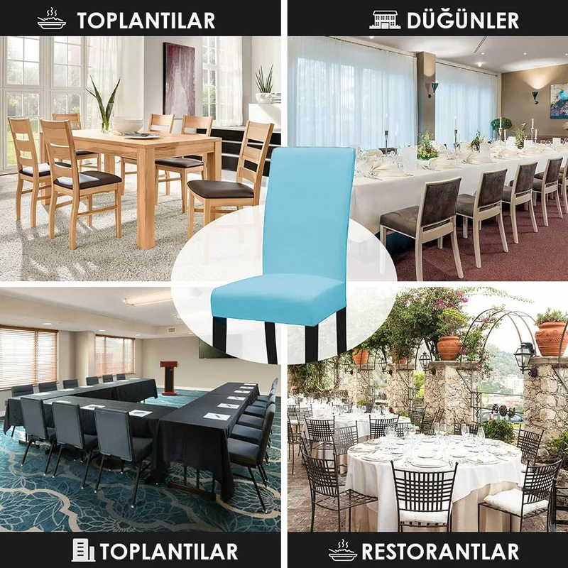 فايند Lycra Chair Cover Flexible Stretch Elastic Chair Cover Balpetek Chair Protector (4pcs) Turquoise